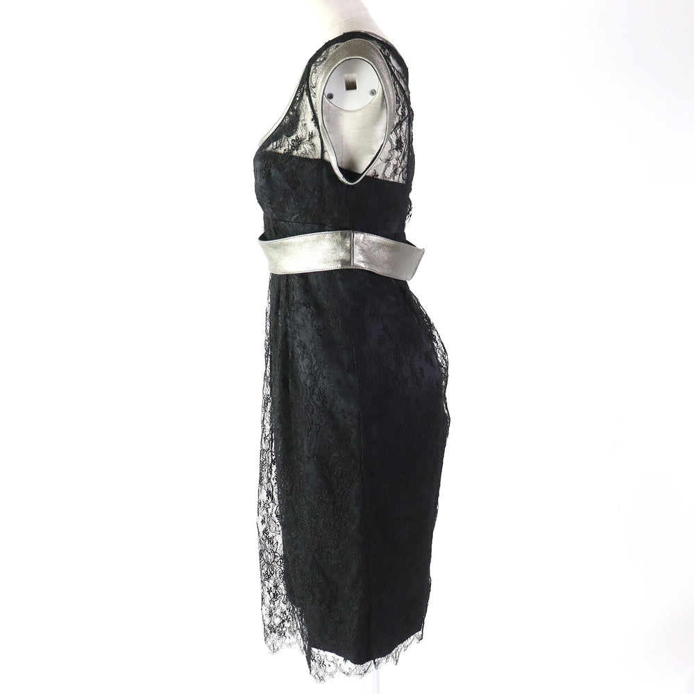 DOLCE&GABBANA one piece Outer: 50% rayon, 40% nylon, 10% lambskin; Lining: 100% silk Black Silver Women 38 Used Authentic