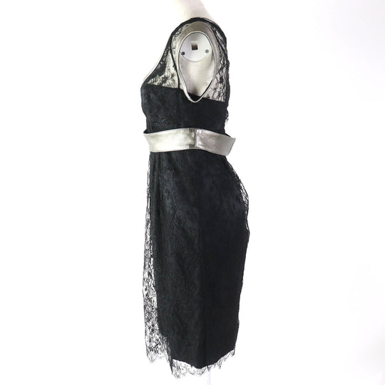 DOLCE&GABBANA one piece Outer: 50% rayon, 40% nylon, 10% lambskin; Lining: 100% silk Black Silver Women 38 Used Authentic