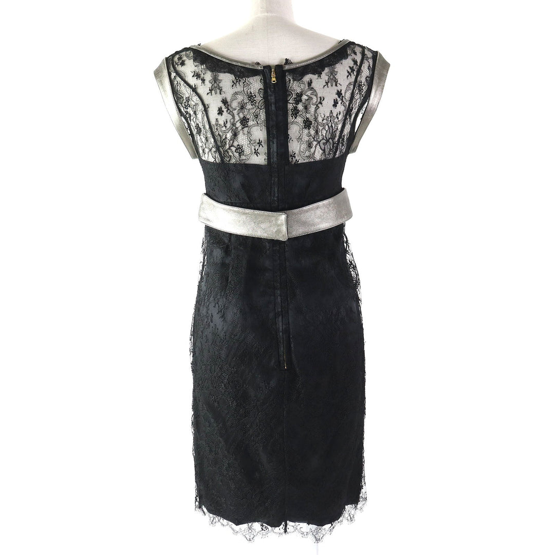 DOLCE&GABBANA one piece Outer: 50% rayon, 40% nylon, 10% lambskin; Lining: 100% silk Black Silver Women 38 Used Authentic