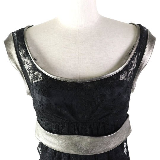 DOLCE&GABBANA one piece Outer: 50% rayon, 40% nylon, 10% lambskin; Lining: 100% silk Black Silver Women 38 Used Authentic