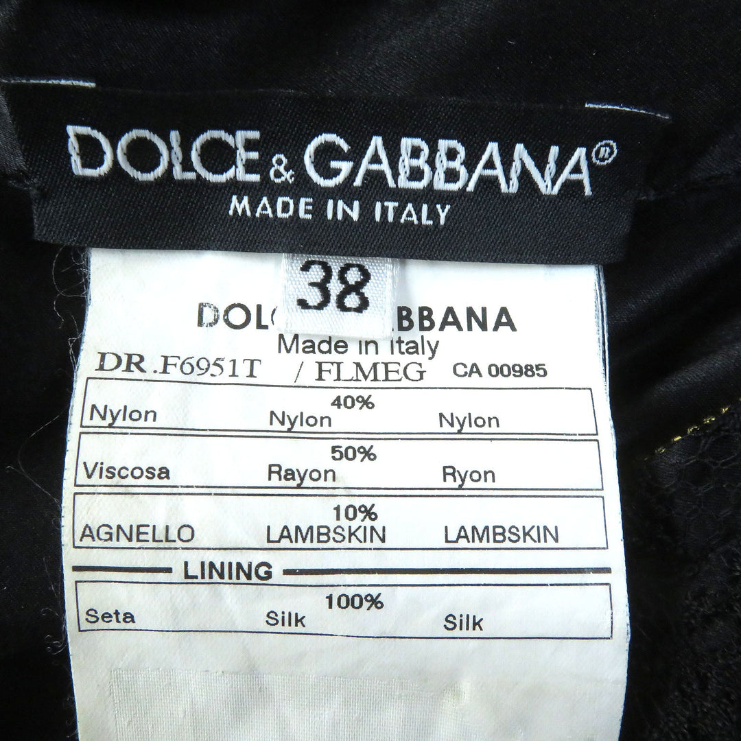 DOLCE&GABBANA one piece Outer: 50% rayon, 40% nylon, 10% lambskin; Lining: 100% silk Black Silver Women 38 Used Authentic