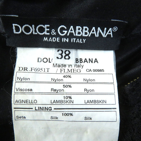 DOLCE&GABBANA one piece Outer: 50% rayon, 40% nylon, 10% lambskin; Lining: 100% silk Black Silver Women 38 Used Authentic