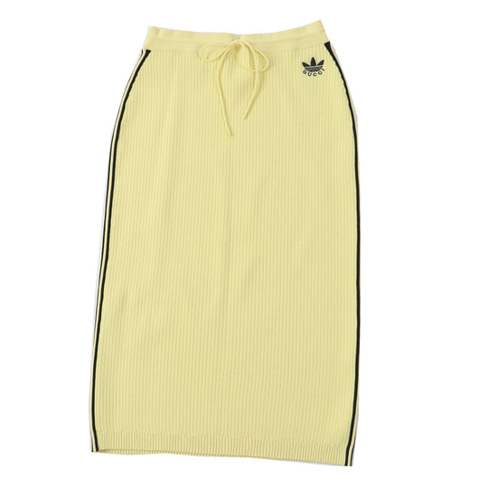 GUCCI Long skirt 697710 Outer material: 54% rayon, Outer material: 27% polyester, Outer material: 2% polyurethane, Part: 100% polyester Yellow black Women L (175/74Y) Used Authentic