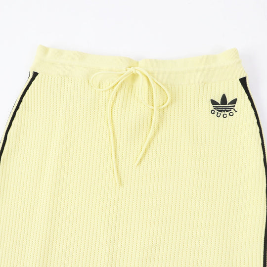 GUCCI Long skirt 697710 Outer material: 54% rayon, Outer material: 27% polyester, Outer material: 2% polyurethane, Part: 100% polyester Yellow black Women L (175/74Y) Used Authentic