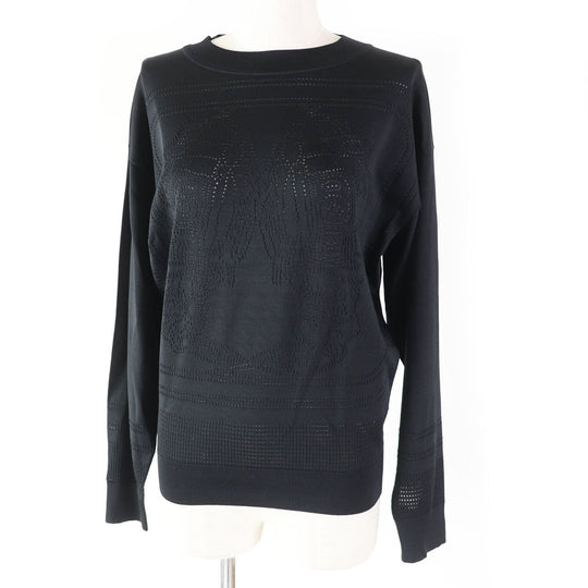 HERMES knit 3E2618D9 Main: 92% silk, Main: 6% nylon, Main: 2% polyurethane black BRIDES de GALA Ceremony Bridle Women 36 Used Authentic
