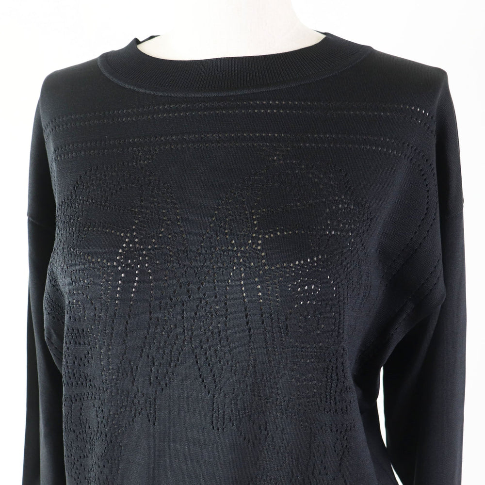HERMES knit 3E2618D9 Main: 92% silk, Main: 6% nylon, Main: 2% polyurethane black BRIDES de GALA Ceremony Bridle Women 36 Used Authentic