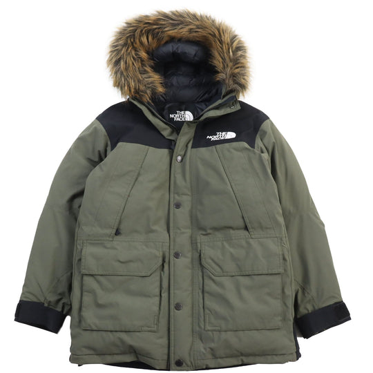 THE NORTH FACE Down jacket ND919935 Outer: 100% nylon, Filling: 80% down, Filling: 20% feather, Lining: 100% polyester, Fur: 80% acrylic, 20% acrylic khaki Mountain Down Coat mens XS Used Authentic