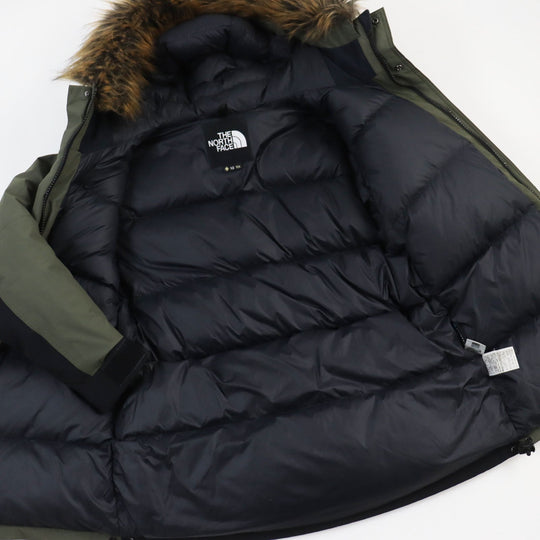 THE NORTH FACE Down jacket ND919935 Outer: 100% nylon, Filling: 80% down, Filling: 20% feather, Lining: 100% polyester, Fur: 80% acrylic, 20% acrylic khaki Mountain Down Coat mens XS Used Authentic