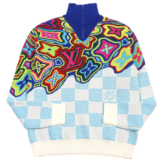 LOUIS VUITTON knit HKN79W Outer material: 97% cotton, Outer material: 2% nylon, Outer material: 1% polyurethane Multicolor All-over Pattern mens S Used Authentic