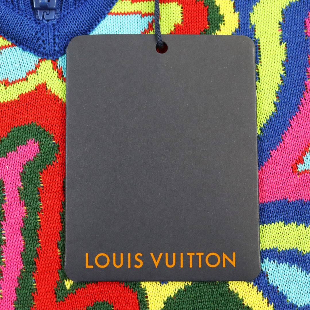 LOUIS VUITTON knit HKN79W Outer material: 97% cotton, Outer material: 2% nylon, Outer material: 1% polyurethane Multicolor All-over Pattern mens S Used Authentic