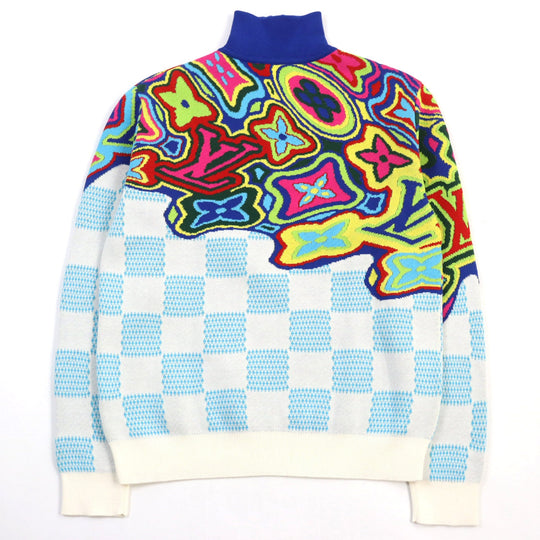 LOUIS VUITTON knit HKN79W Outer material: 97% cotton, Outer material: 2% nylon, Outer material: 1% polyurethane Multicolor All-over Pattern mens S Used Authentic