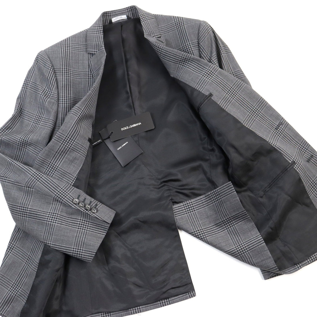 DOLCE&GABBANA tailored jacket G2AY6T Main: 100% virgin wool Grey Check Pattern MARTINI mens 46 Used Authentic