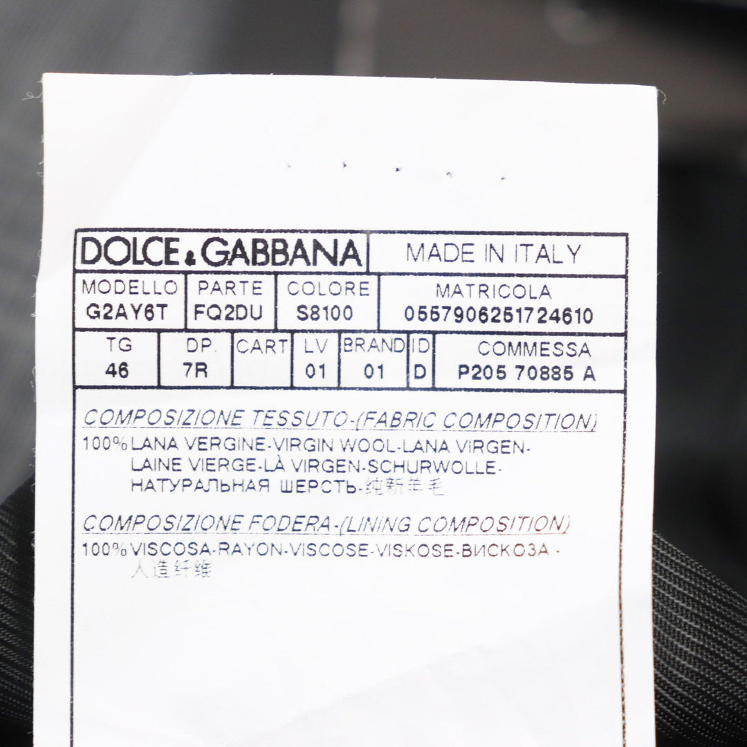DOLCE&GABBANA tailored jacket G2AY6T Main: 100% virgin wool Grey Check Pattern MARTINI mens 46 Used Authentic