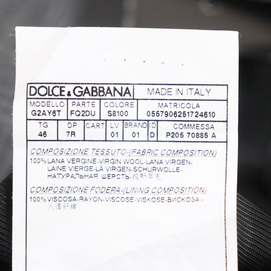 DOLCE&GABBANA tailored jacket G2AY6T Main: 100% virgin wool Grey Check Pattern MARTINI mens 46 Used Authentic