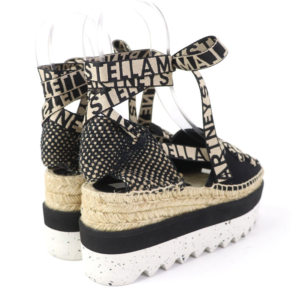 Stella McCartney Leather shoes 800159 Fabric, Canvas Black beige Gaia Women 35 Used Authentic