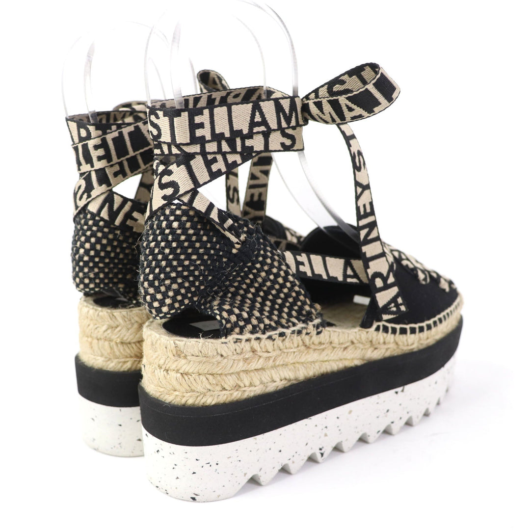 Stella McCartney Leather shoes 800159 Fabric, Canvas Black beige Gaia Women 35 Used Authentic