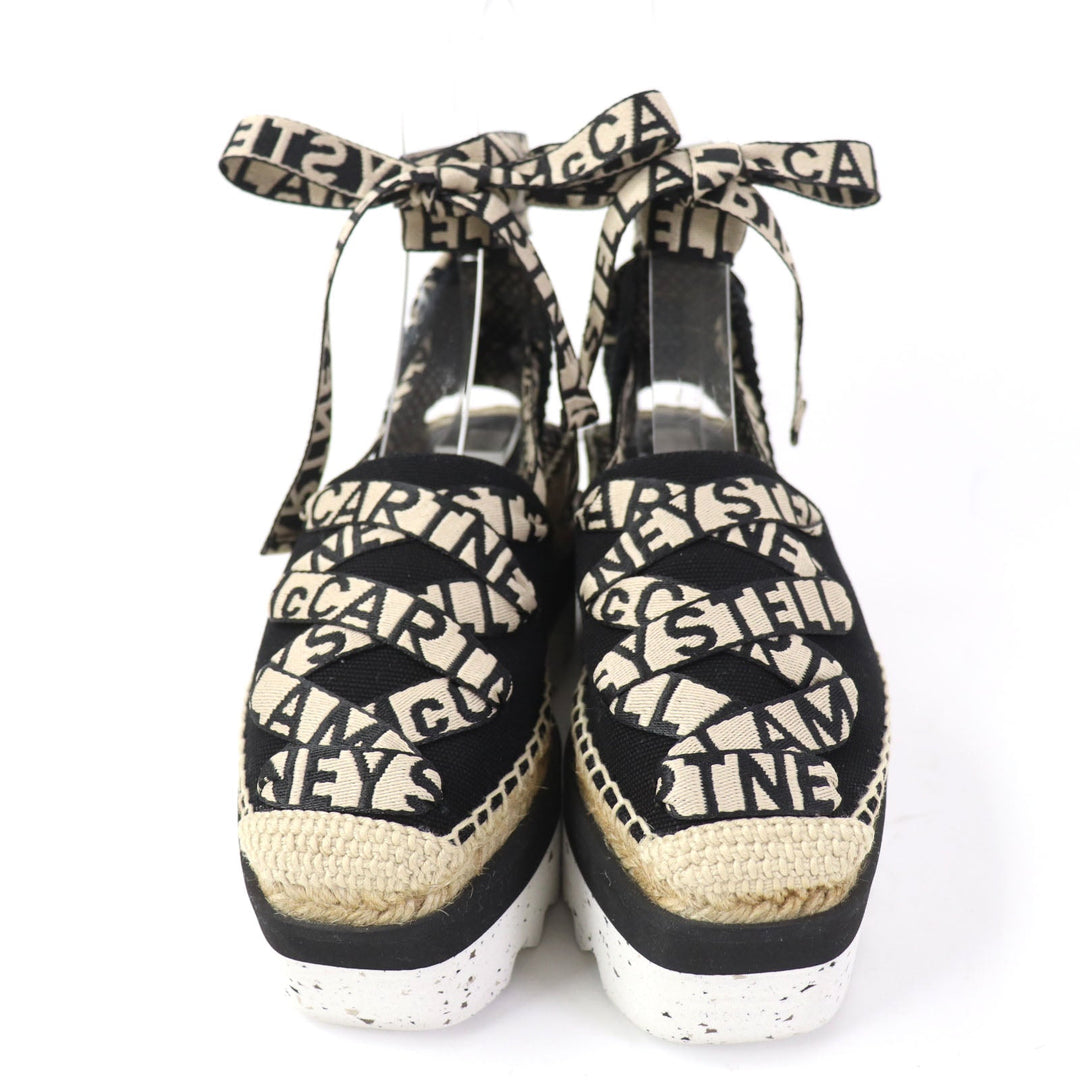 Stella McCartney Leather shoes 800159 Fabric, Canvas Black beige Gaia Women 35 Used Authentic