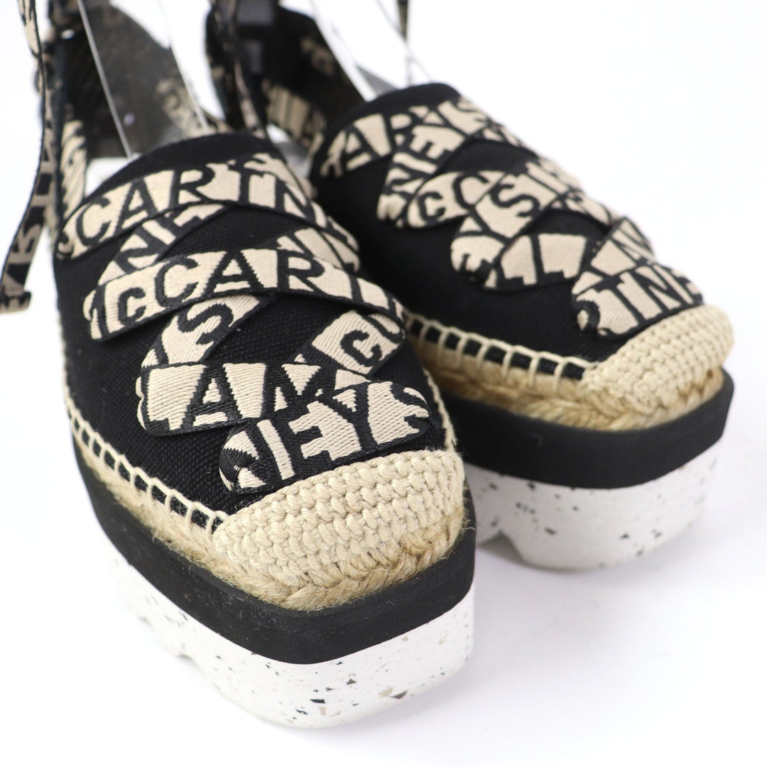 Stella McCartney Leather shoes 800159 Fabric, Canvas Black beige Gaia Women 35 Used Authentic