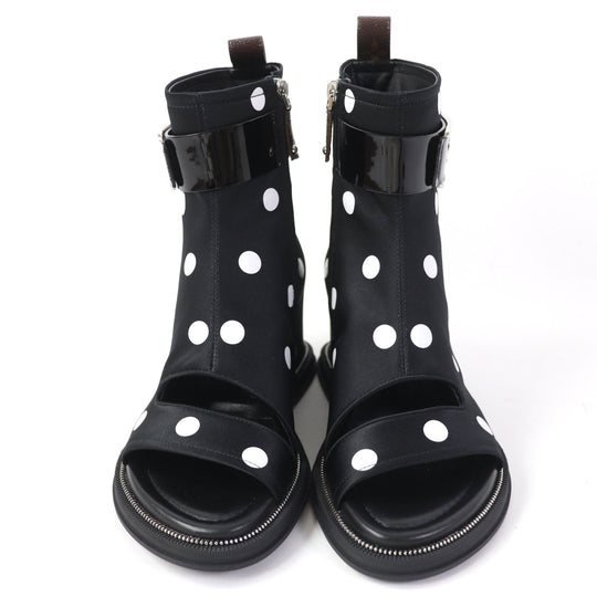 LOUIS VUITTON short boots 1AA0KD Silk, Leather black Moolite Line Women 36 Used Authentic