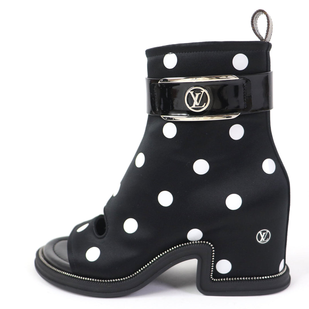 LOUIS VUITTON short boots 1AA0KD Silk, Leather black Moolite Line Women 36 Used Authentic