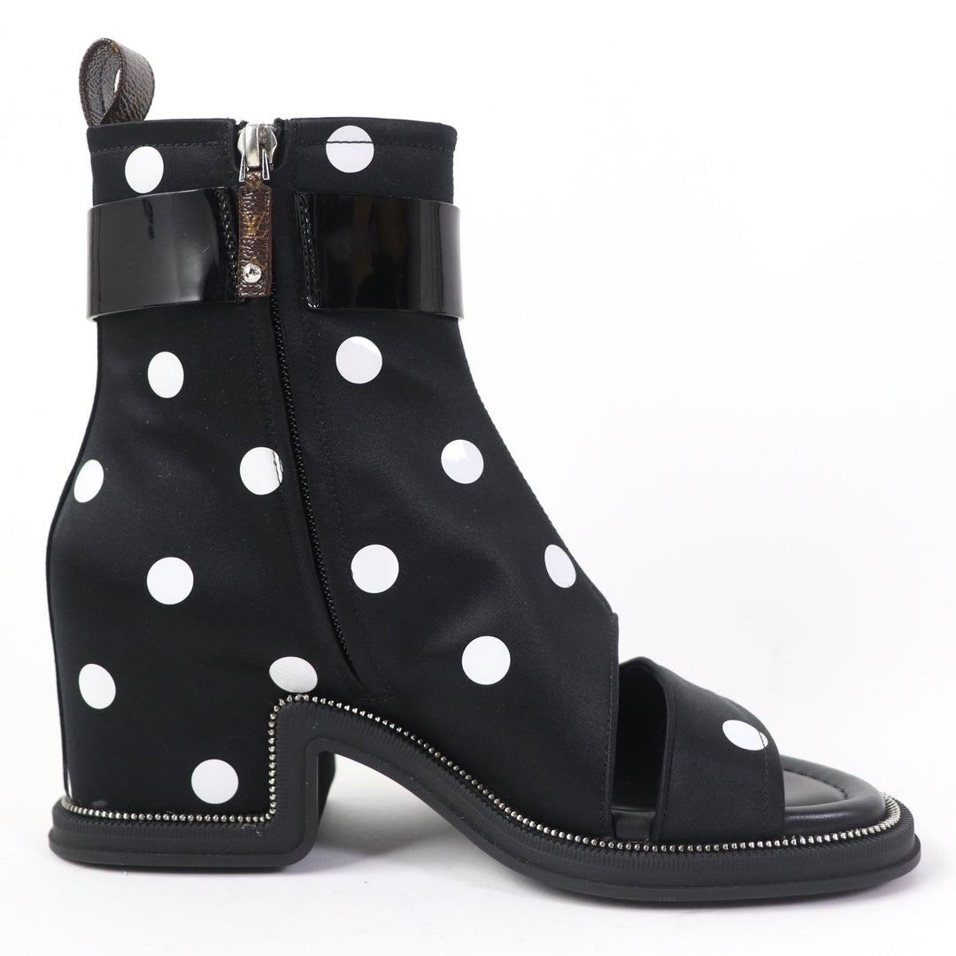 LOUIS VUITTON short boots 1AA0KD Silk, Leather black Moolite Line Women 36 Used Authentic