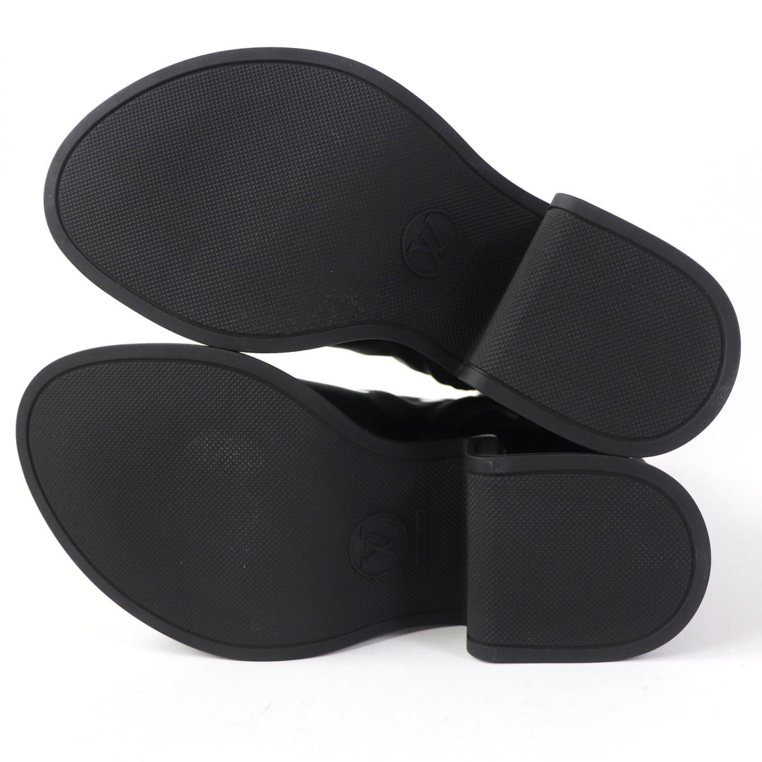 LOUIS VUITTON short boots 1AA0KD Silk, Leather black Moolite Line Women 36 Used Authentic