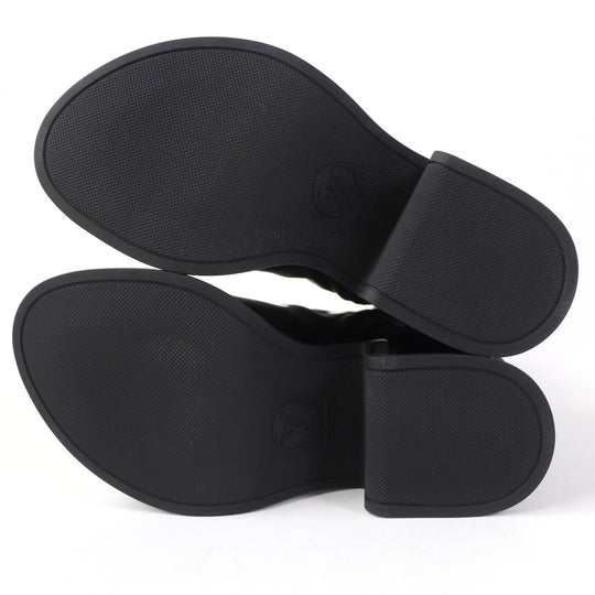 LOUIS VUITTON short boots 1AA0KD Silk, Leather black Moolite Line Women 36 Used Authentic