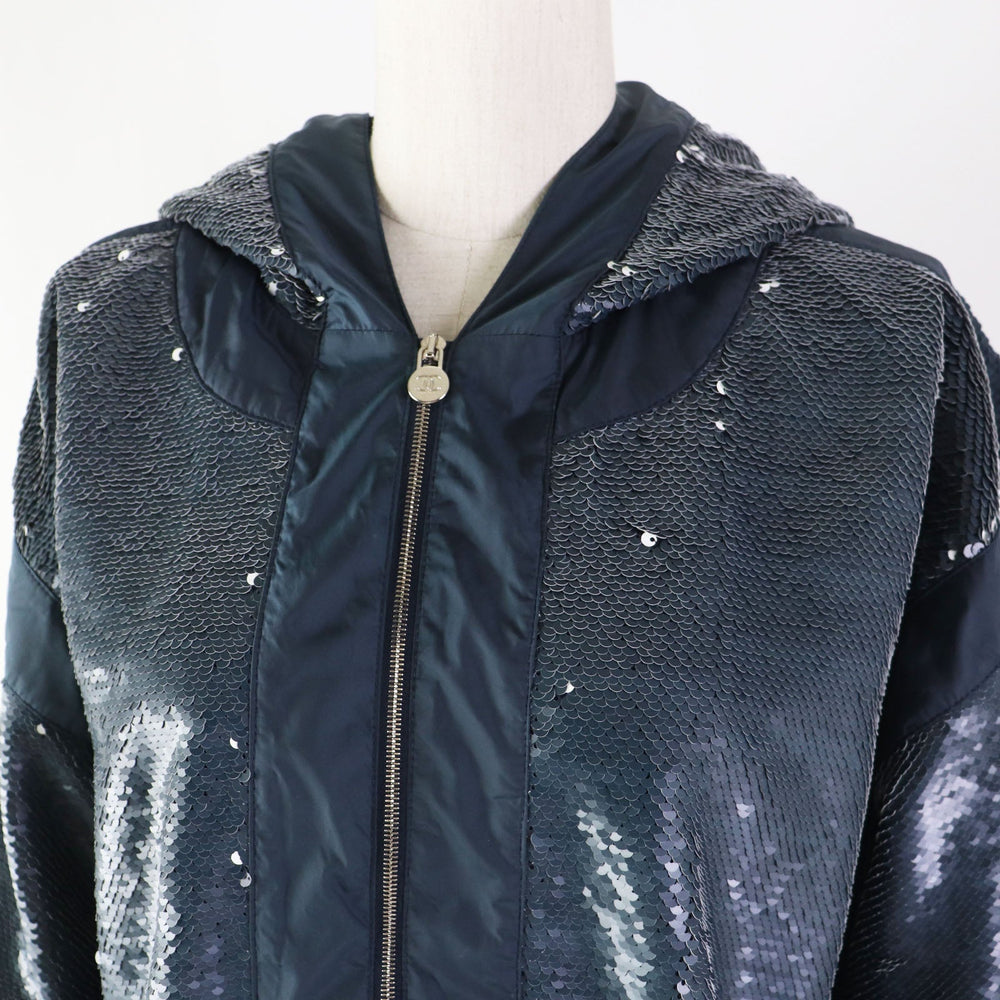 CHANEL No color jacket P52914 Outer: 80% polyester, Outer: 15% rayon, Outer: 5% polyurethane, Lining: 96% cotton, Lining: 4% polyurethane, Other: 100% nylon Blue green type Women 40 Used Authentic