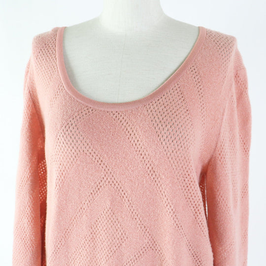 HERMES knit 2H2618DC Main: 63% wool, Main: 27% nylon, Main: 10% cashmere, Rib: 90% silk, 8% nylon, 2% polyurethane pink Women 42 Used Authentic