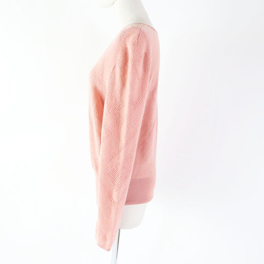 HERMES knit 2H2618DC Main: 63% wool, Main: 27% nylon, Main: 10% cashmere, Rib: 90% silk, 8% nylon, 2% polyurethane pink Women 42 Used Authentic