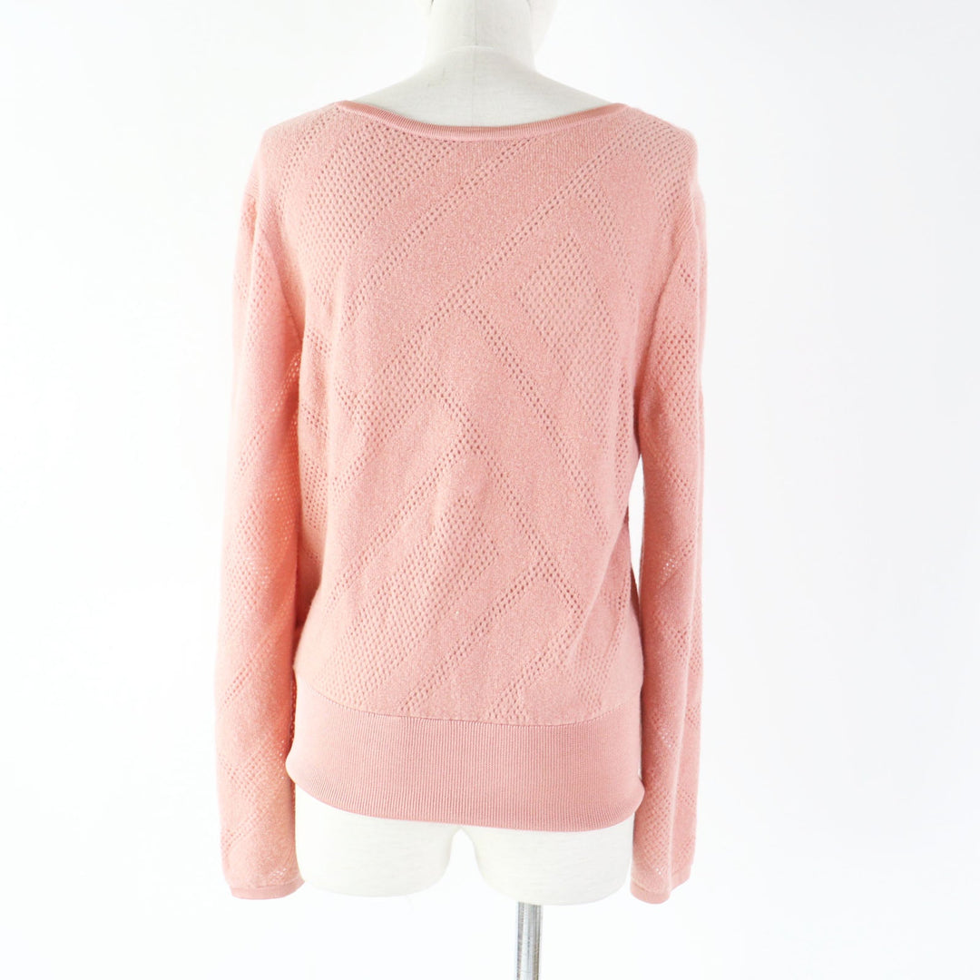 HERMES knit 2H2618DC Main: 63% wool, Main: 27% nylon, Main: 10% cashmere, Rib: 90% silk, 8% nylon, 2% polyurethane pink Women 42 Used Authentic