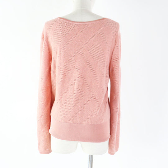 HERMES knit 2H2618DC Main: 63% wool, Main: 27% nylon, Main: 10% cashmere, Rib: 90% silk, 8% nylon, 2% polyurethane pink Women 42 Used Authentic