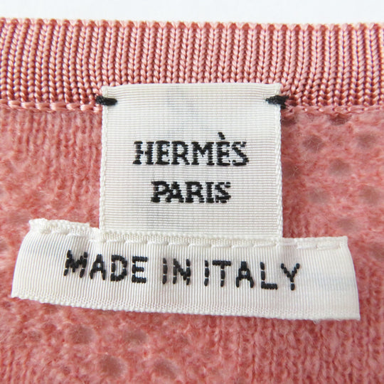 HERMES knit 2H2618DC Main: 63% wool, Main: 27% nylon, Main: 10% cashmere, Rib: 90% silk, 8% nylon, 2% polyurethane pink Women 42 Used Authentic