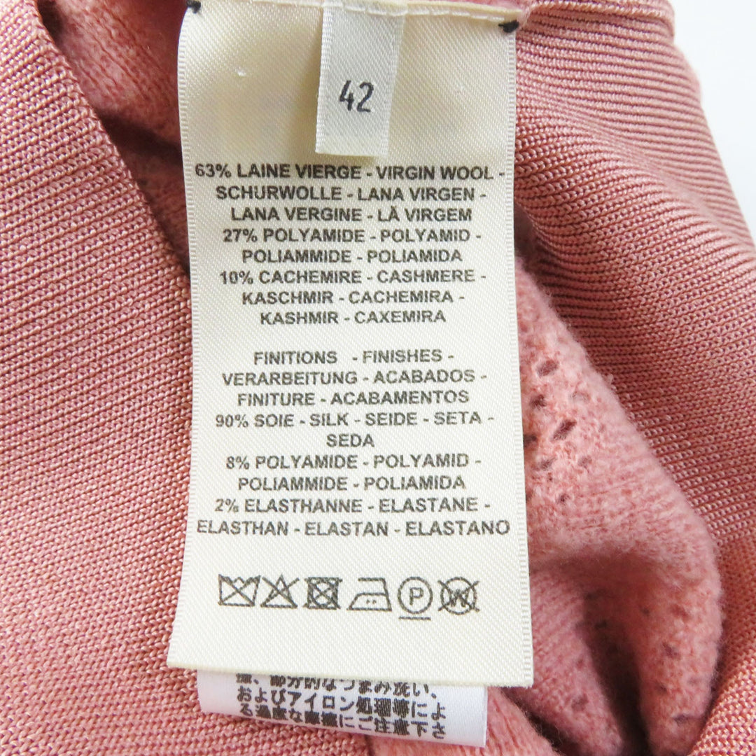 HERMES knit 2H2618DC Main: 63% wool, Main: 27% nylon, Main: 10% cashmere, Rib: 90% silk, 8% nylon, 2% polyurethane pink Women 42 Used Authentic