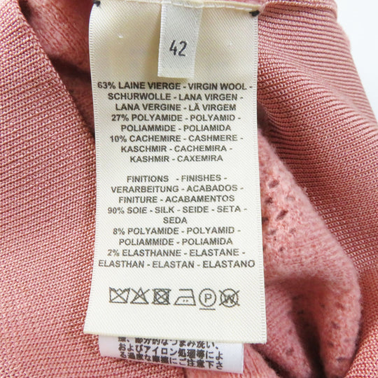 HERMES knit 2H2618DC Main: 63% wool, Main: 27% nylon, Main: 10% cashmere, Rib: 90% silk, 8% nylon, 2% polyurethane pink Women 42 Used Authentic