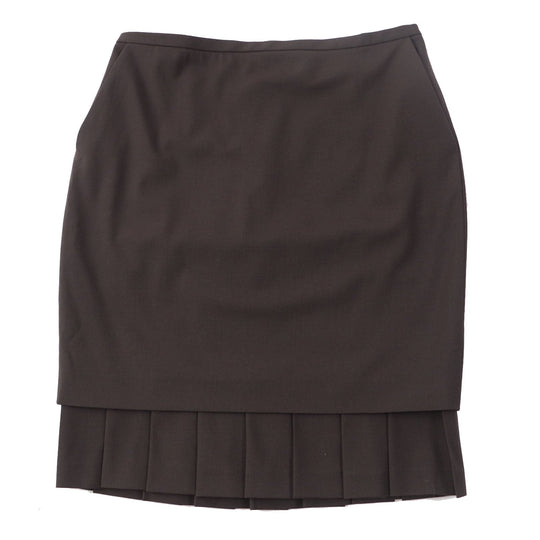 HERMES Tight Skirt Outer: 97% wool, Outer: 3% polyurethane, Lining: 94% silk, Lining: 6% polyurethane Brown Women 42 Used Authentic