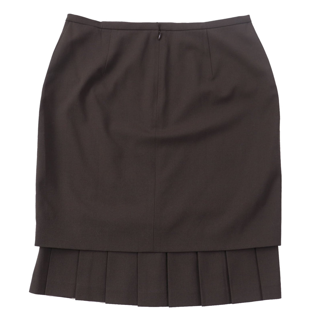 HERMES Tight Skirt Outer: 97% wool, Outer: 3% polyurethane, Lining: 94% silk, Lining: 6% polyurethane Brown Women 42 Used Authentic