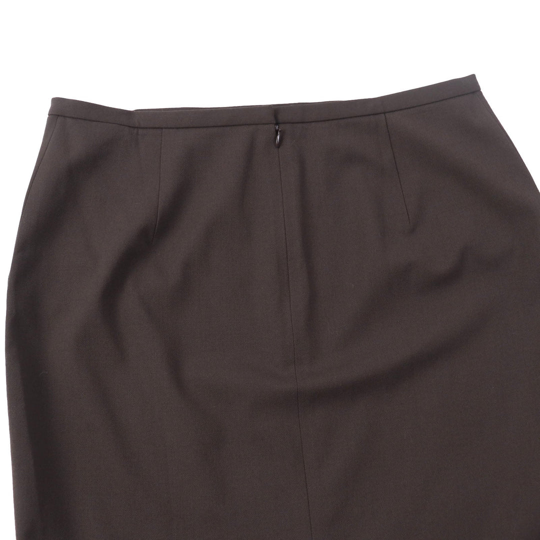 HERMES Tight Skirt Outer: 97% wool, Outer: 3% polyurethane, Lining: 94% silk, Lining: 6% polyurethane Brown Women 42 Used Authentic