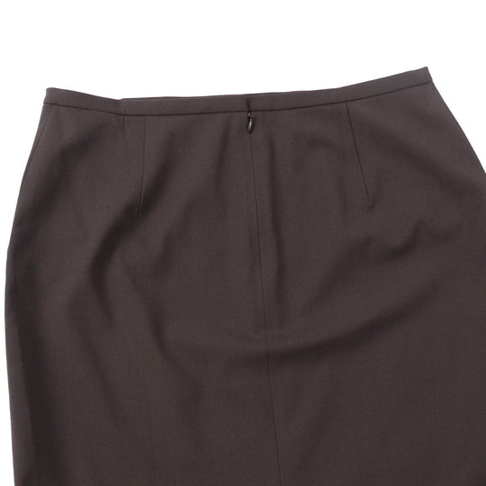 HERMES Tight Skirt Outer: 97% wool, Outer: 3% polyurethane, Lining: 94% silk, Lining: 6% polyurethane Brown Women 42 Used Authentic