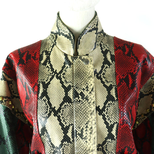 GUCCI Bomber jacket 539488 Main: Cowhide Leather: Sheepskin Lining: 100% Silk Decoration: Brass Beige green red Women 38 Used Authentic
