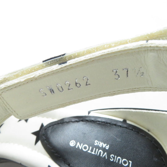 LOUIS VUITTON Sandals Main: Technical satin White black Stellar Line Women 37 1/2 Used Authentic