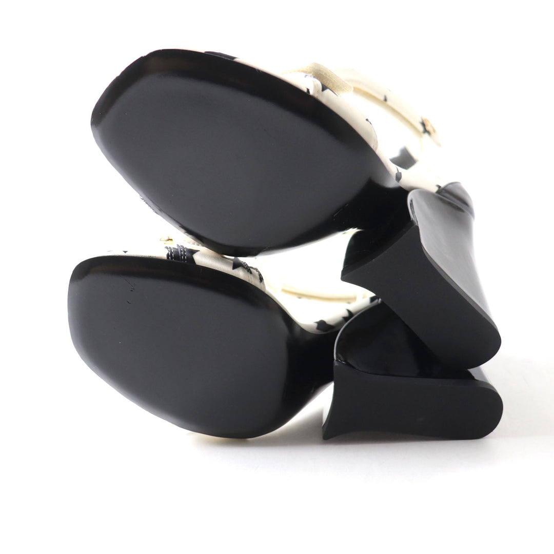 LOUIS VUITTON Sandals Main: Technical satin White black Stellar Line Women 37 1/2 Used Authentic