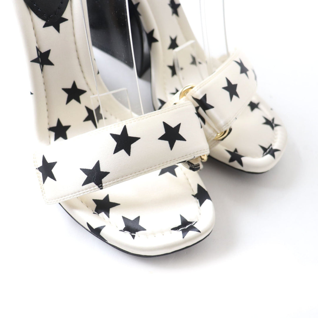 LOUIS VUITTON Sandals Main: Technical satin White black Stellar Line Women 37 1/2 Used Authentic
