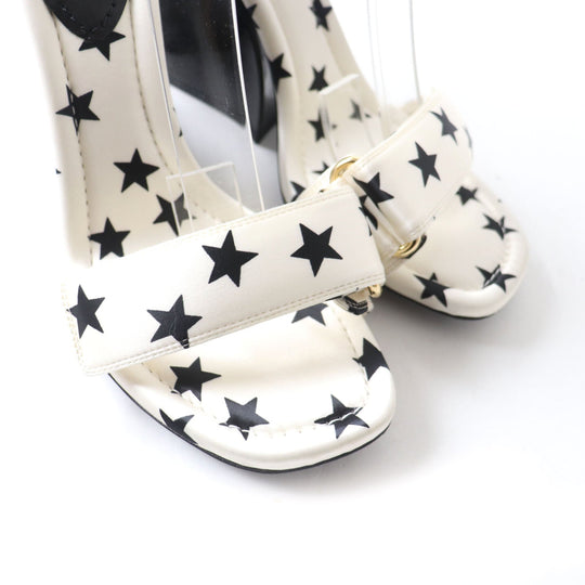 LOUIS VUITTON Sandals Main: Technical satin White black Stellar Line Women 37 1/2 Used Authentic