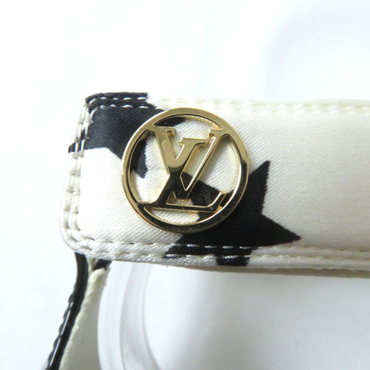 LOUIS VUITTON Sandals Main: Technical satin White black Stellar Line Women 37 1/2 Used Authentic