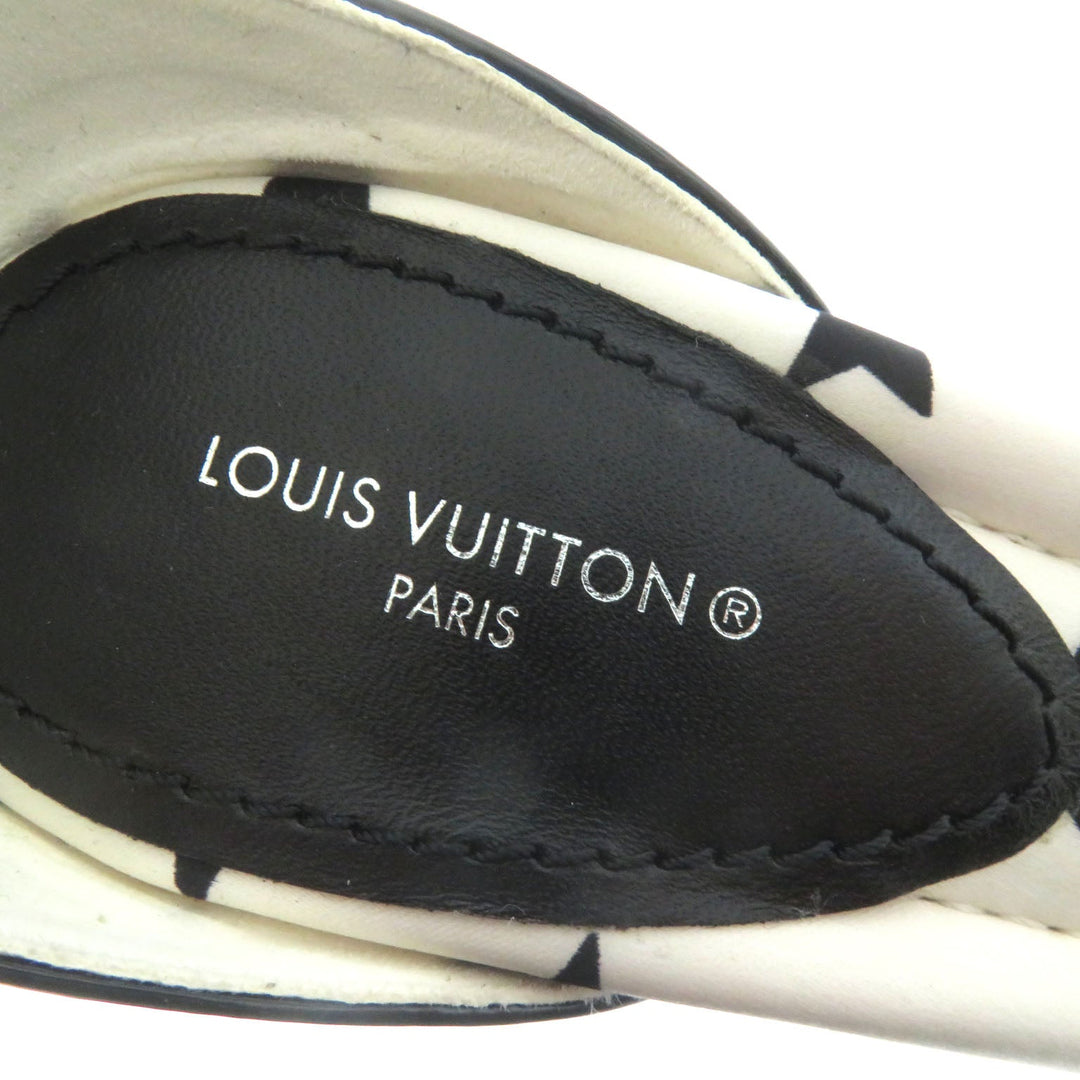 LOUIS VUITTON Sandals Main: Technical satin White black Stellar Line Women 37 1/2 Used Authentic