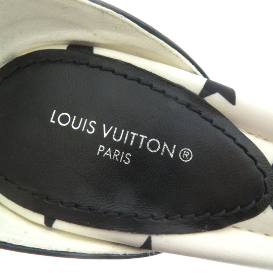LOUIS VUITTON Sandals Main: Technical satin White black Stellar Line Women 37 1/2 Used Authentic