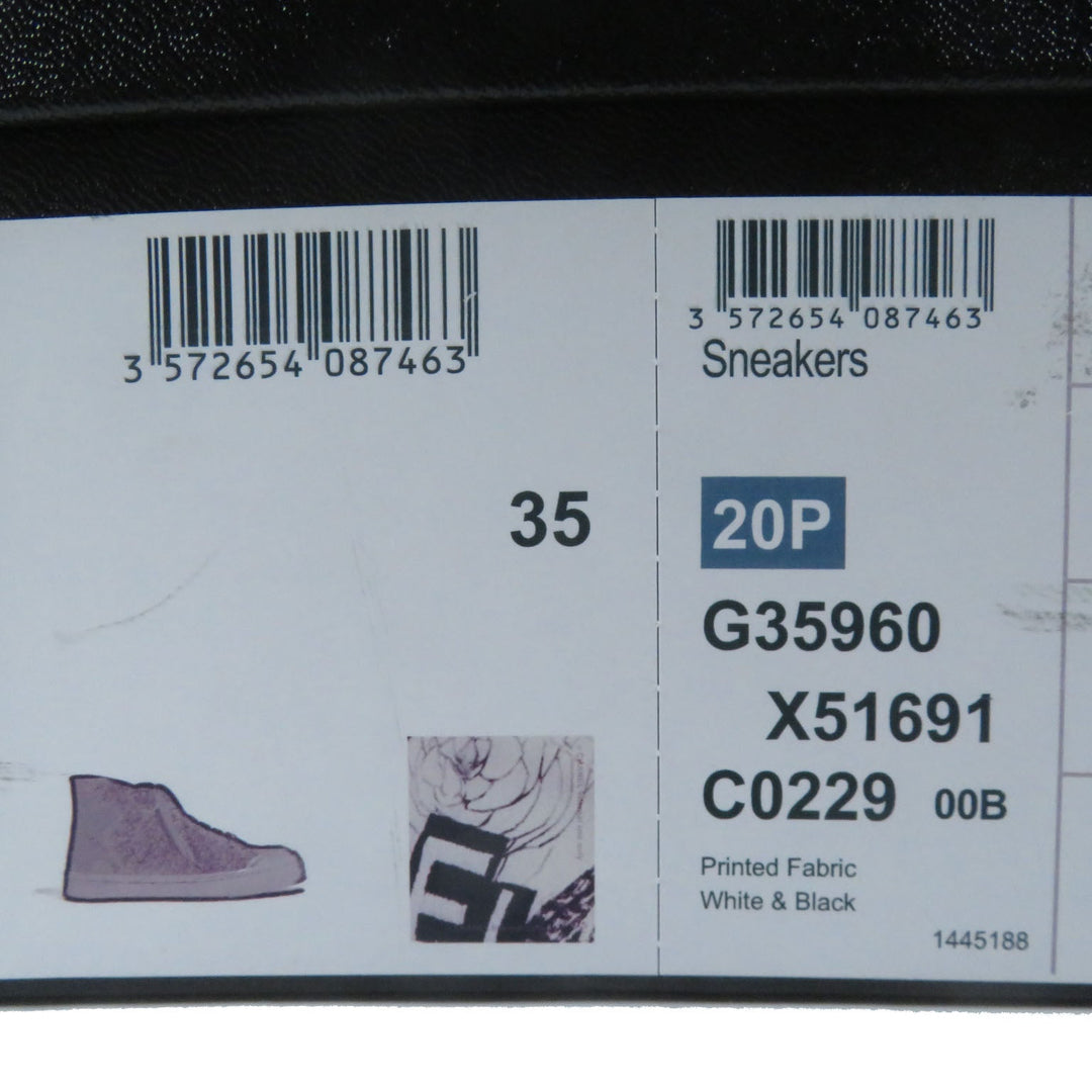 CHANEL High cut sneakers 20P G35960 Main: Canvas, Main: Rubber White black Graffiti Mid Cut Women 35 Used Authentic