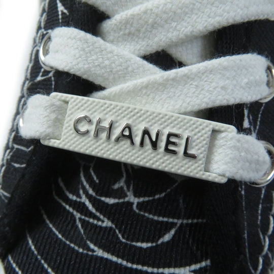 CHANEL High cut sneakers 20P G35960 Main: Canvas, Main: Rubber White black Graffiti Mid Cut Women 35 Used Authentic