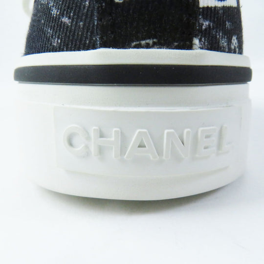 CHANEL High cut sneakers 20P G35960 Main: Canvas, Main: Rubber White black Graffiti Mid Cut Women 35 Used Authentic